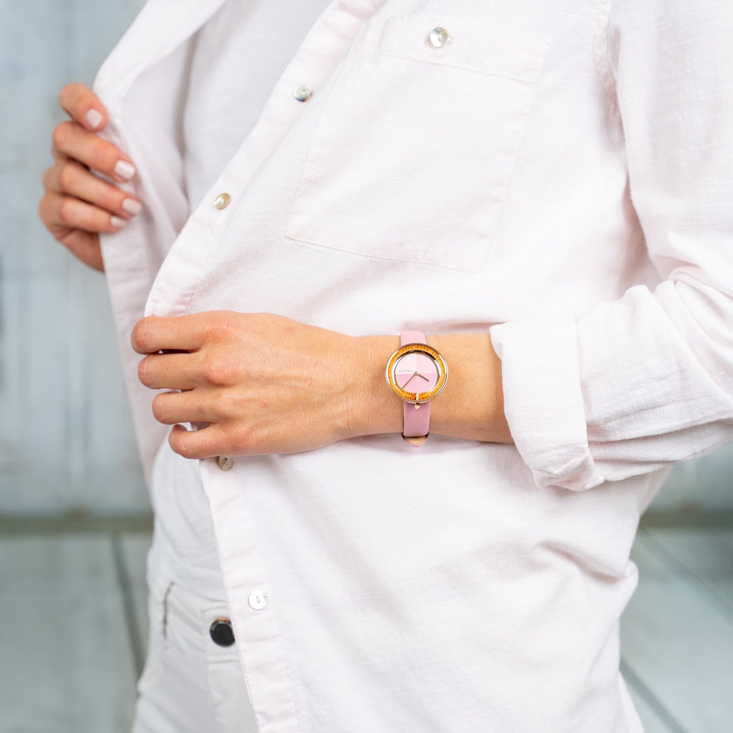 Pierre Cardin Women's Pink Leather Watch, Rose Gold Case | Cma.0004