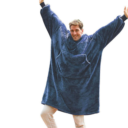 Long Sleeve Hooded Flannel Bathrobe