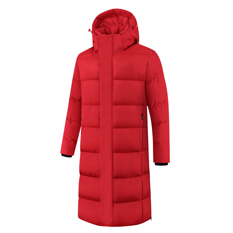 Long down-filled cotton jacket for men and women, children's soccer team training uniform coat