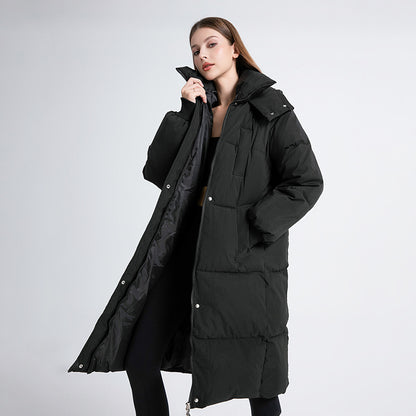 Women's Long Loose Hooded Down Cotton Padded Jacket