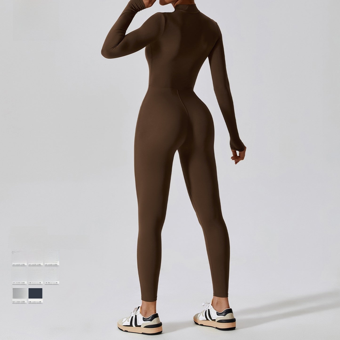 Zipper Naked Long-sleeved Yoga One-piece Suit