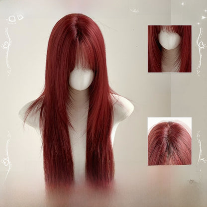 Long Curly Synthetic Wig with Slanted Bangs