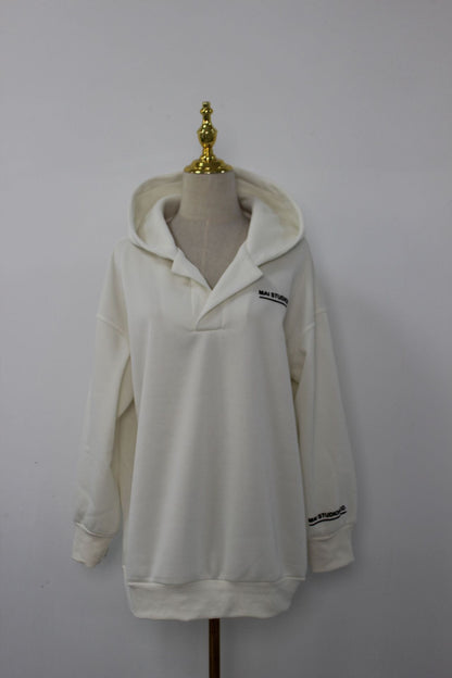 Thick-fabric hooded long-sleeved versatile hoodie