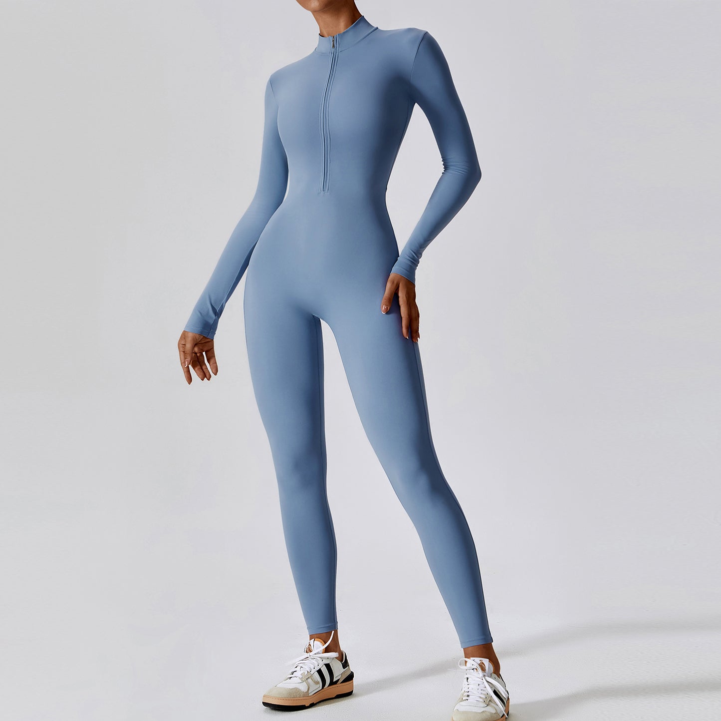 Zipper Naked Long-sleeved Yoga One-piece Suit