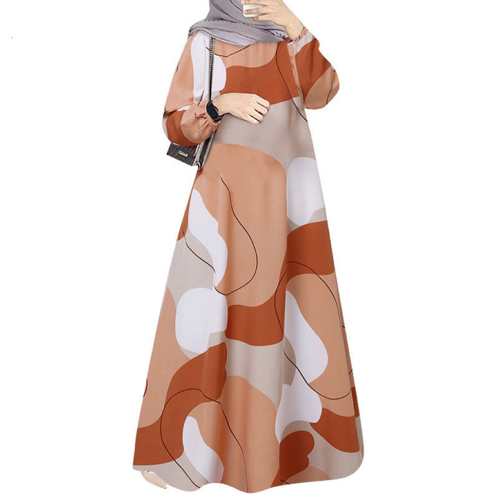 Long robe printed dress