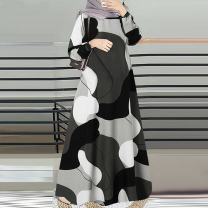 Long robe printed dress