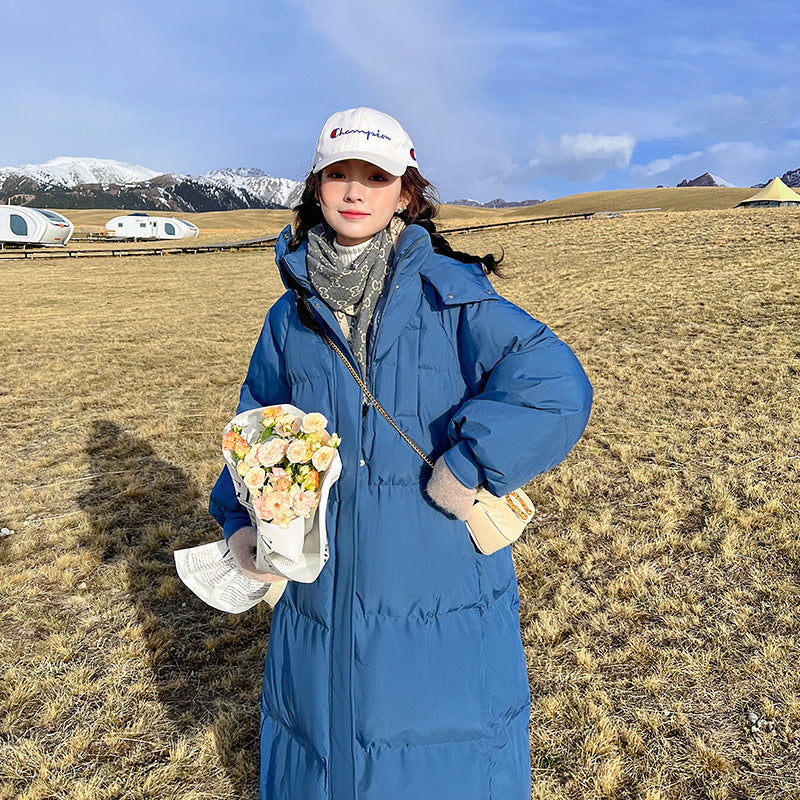 Women's Long Loose Hooded Down Cotton Padded Jacket