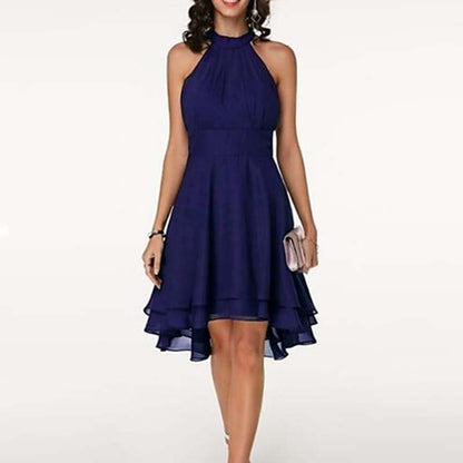 Double Layer Ruffled Sleeveless Chiffon Dress