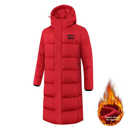 Long down-filled cotton jacket for men and women, children's soccer team training uniform coat