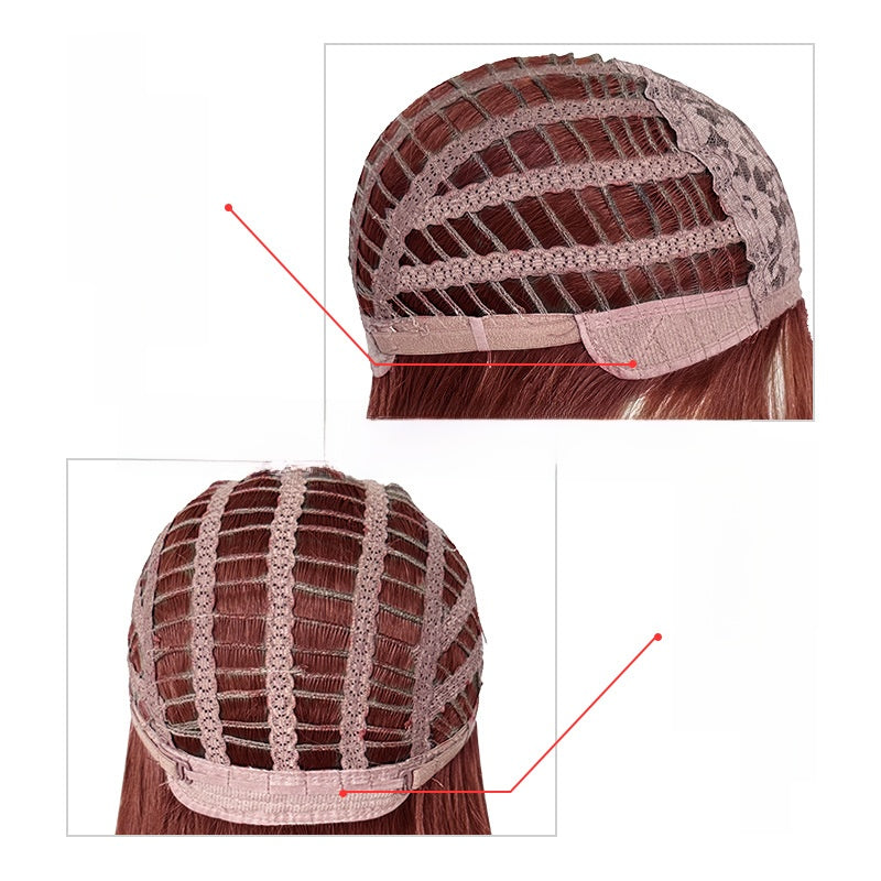 Long Curly Synthetic Wig with Slanted Bangs