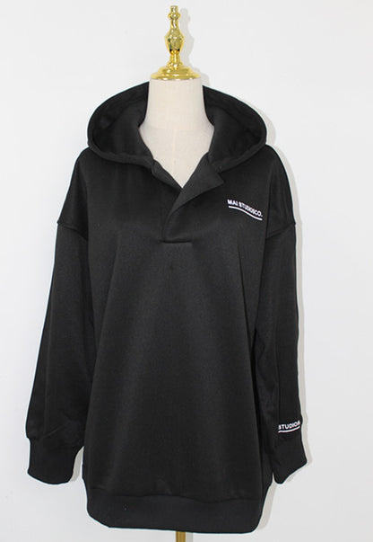 Thick-fabric hooded long-sleeved versatile hoodie