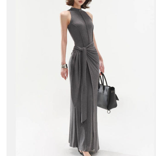 Slim Fake Two-Piece Modal Vest Long Dress