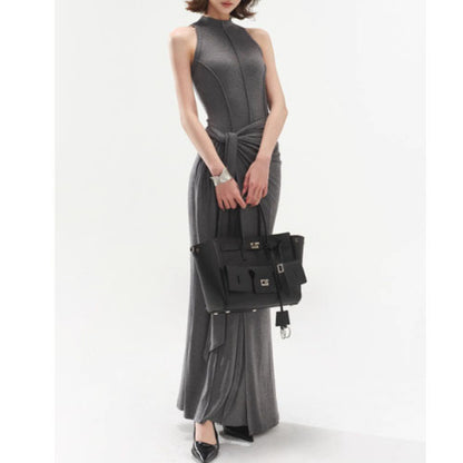 Slim Fake Two-Piece Modal Vest Long Dress
