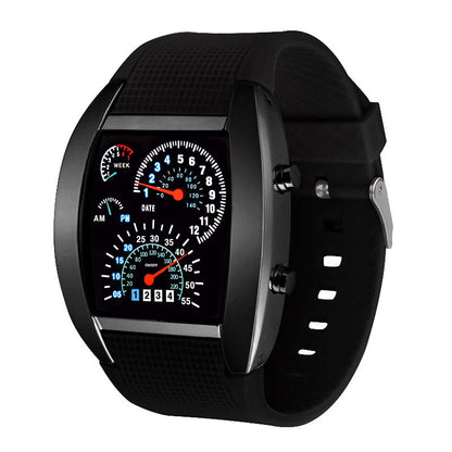 Creative LED Digital Fan-Shaped Alloy Watch