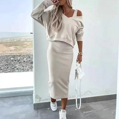 Women's Vest Dress Knit Sweater Two-Piece Set