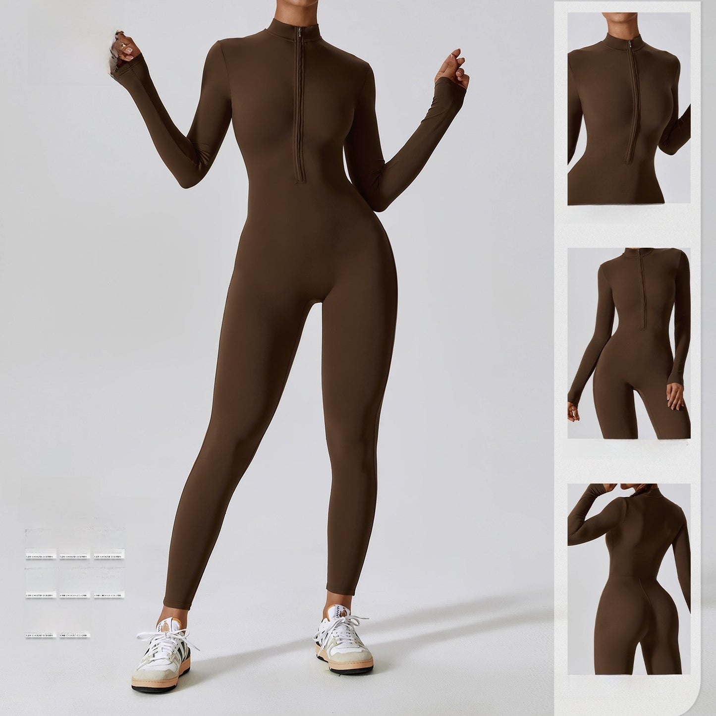 Zipper Naked Long-sleeved Yoga One-piece Suit