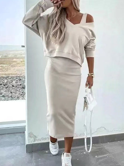 Women's Vest Dress Knit Sweater Two-Piece Set