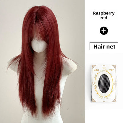 Long Curly Synthetic Wig with Slanted Bangs