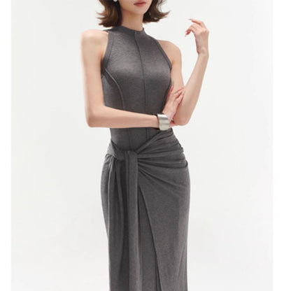 Slim Fake Two-Piece Modal Vest Long Dress