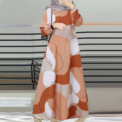 Long robe printed dress