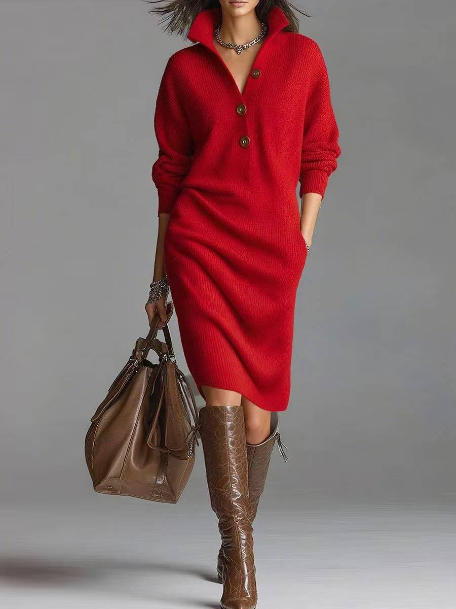 Knee-length sweater dress