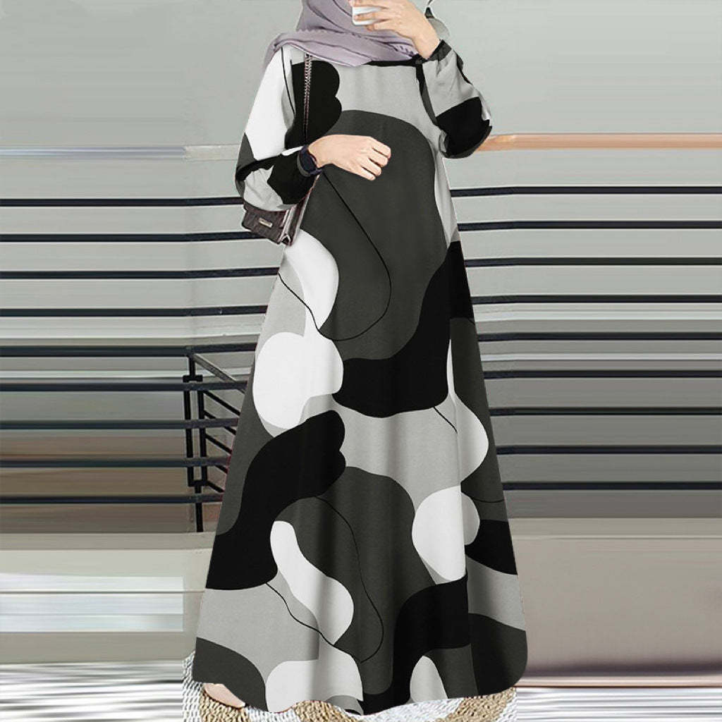 Long robe printed dress