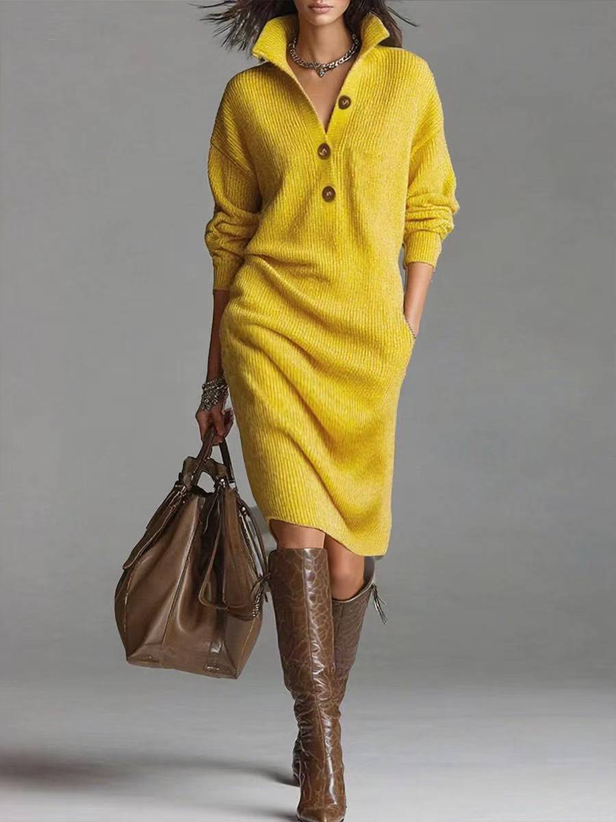Knee-length sweater dress