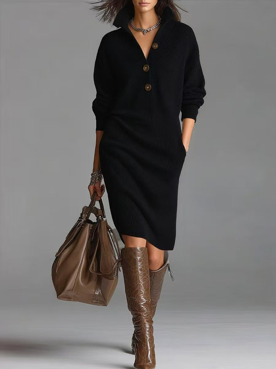 Knee-length sweater dress