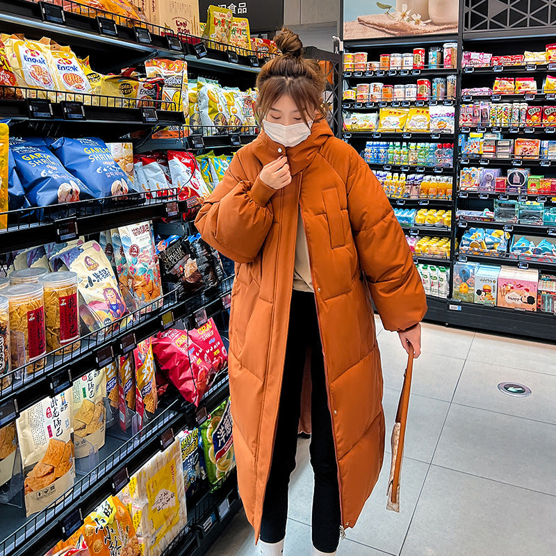 Women's Long Loose Hooded Down Cotton Padded Jacket