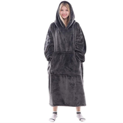 Long Sleeve Hooded Flannel Bathrobe