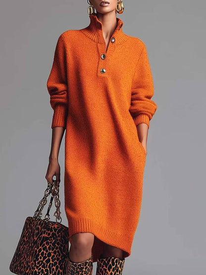 Knee-length sweater dress