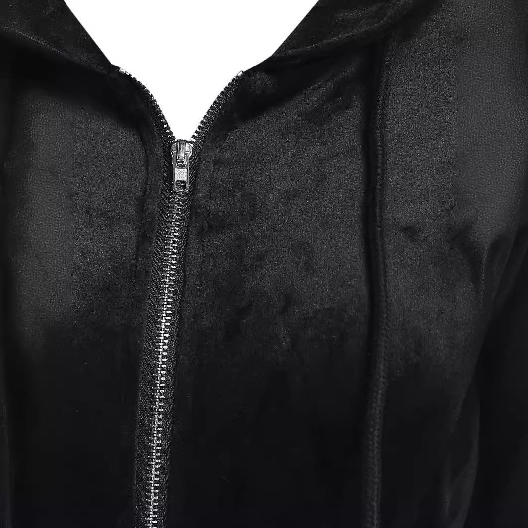 Gothic Hooded Velvet Dress for Women