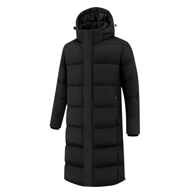 Long down-filled cotton jacket for men and women, children's soccer team training uniform coat
