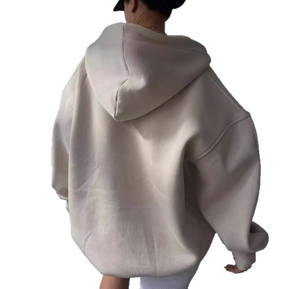 Thick-fabric hooded long-sleeved versatile hoodie