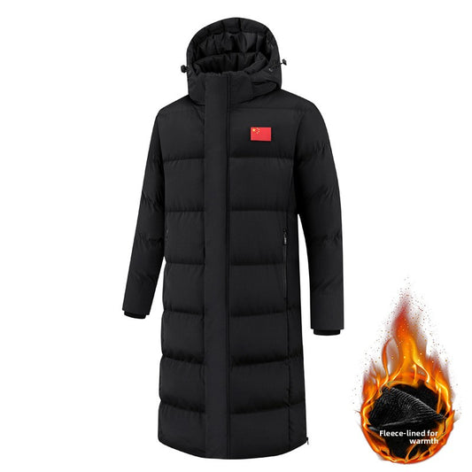 Long down-filled cotton jacket for men and women, children's soccer team training uniform coat