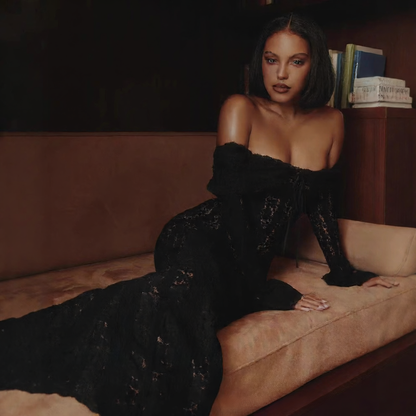 Elegant One-Shoulder Trumpet Sleeve Long Dress