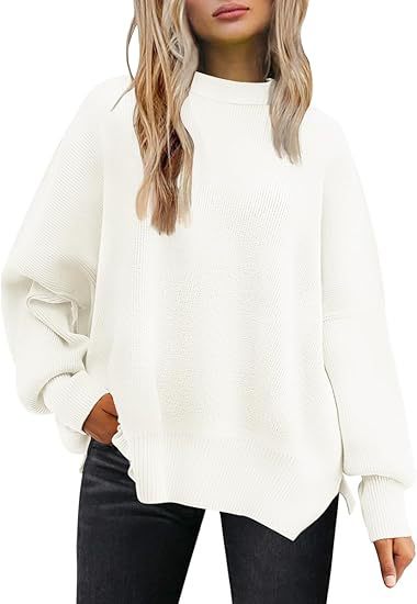 Round-neck batwing long-sleeved sweater