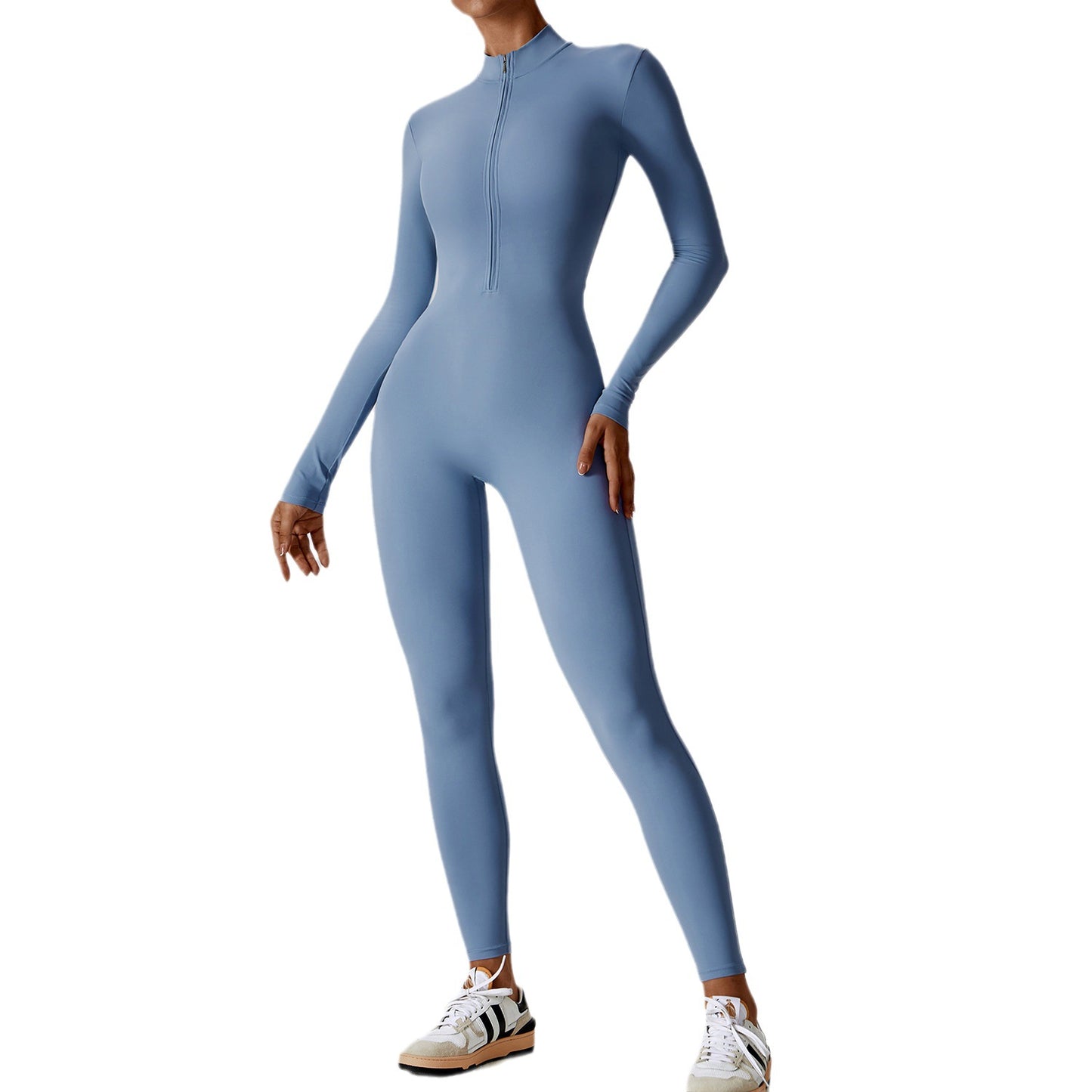 Zipper Naked Long-sleeved Yoga One-piece Suit