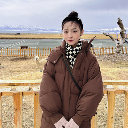 Women's Long Loose Hooded Down Cotton Padded Jacket