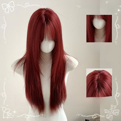 Long Curly Synthetic Wig with Slanted Bangs